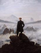 Caspar David Friedrich Wanderer watching a sea of fog (mk09) oil painting reproduction